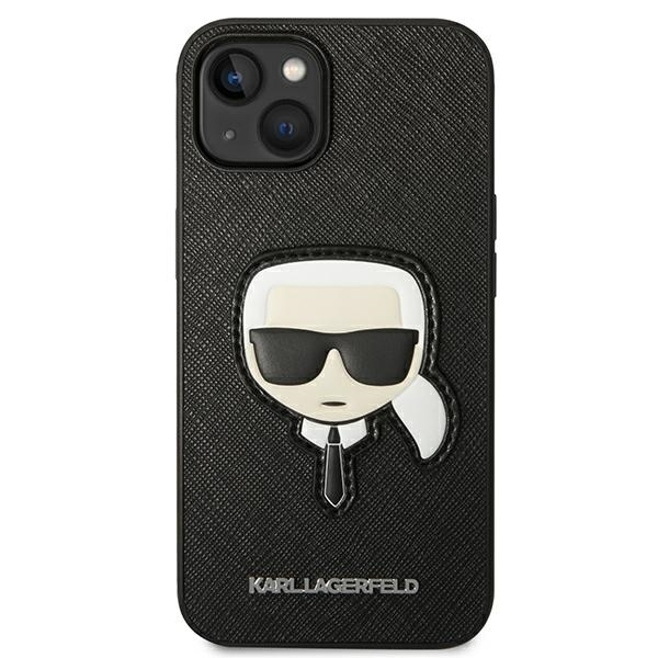 Etui KARL LAGERFELD Apple iPhone 14 Plus Saffiano Karl`s Head Patch Czarny Hardcase
